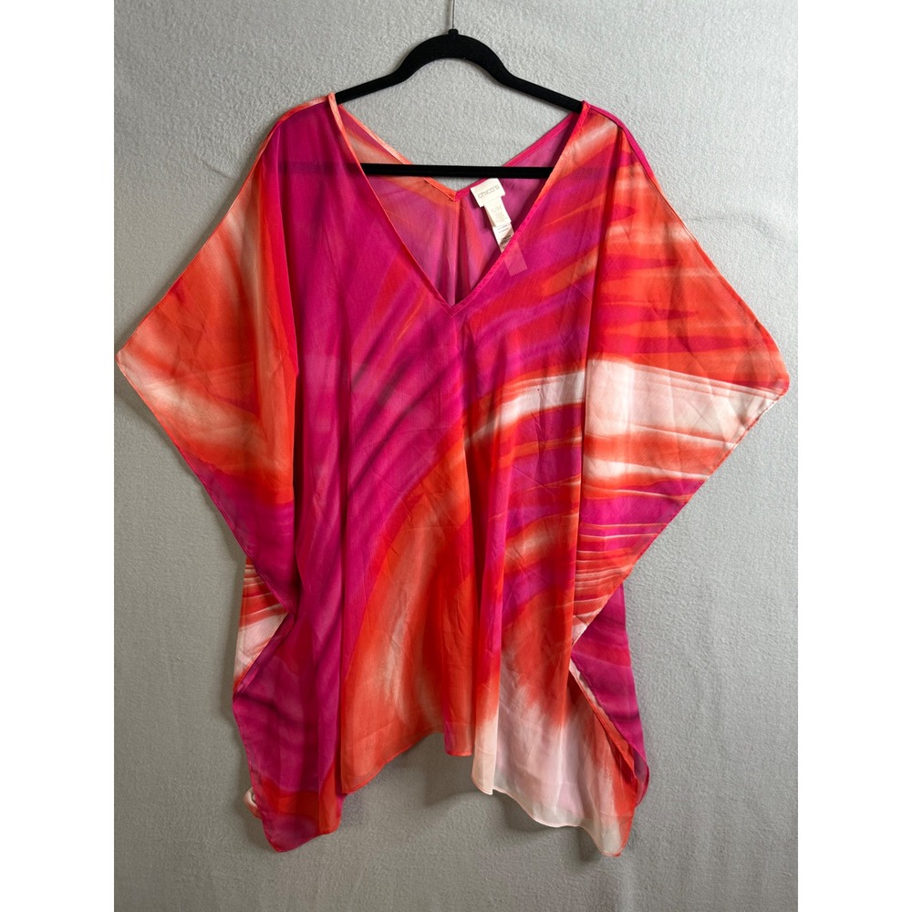 Chico's Cover Up Women's S/M Sheer Swim Beach‎ Pool Resort V-Neck